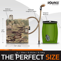 Source Hydration Pack 1 Liter Kangaroo with Molle Pouch Webbing for Easy Attachment to Tactical Vest or War Belt